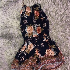 Floral print high neck romper